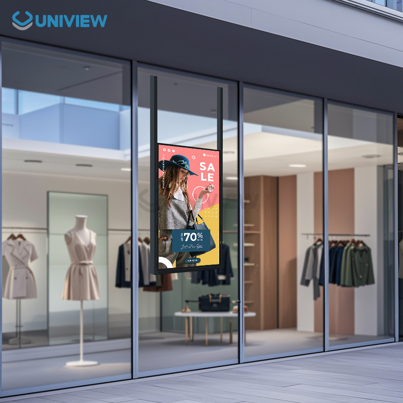 75-Inch Flagship Retail Store Semi Outdoor Signage Single Sided + Ceiling Hanging + 24/7 Commercial + 4000 Nits + Slim Bezel