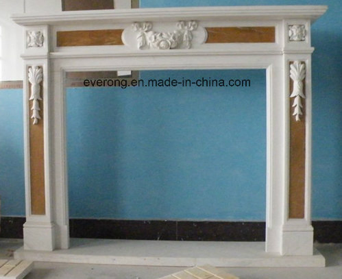 Cheap European Stone Carved Antique Sculpture Pure White/Beige Marble Fireplace