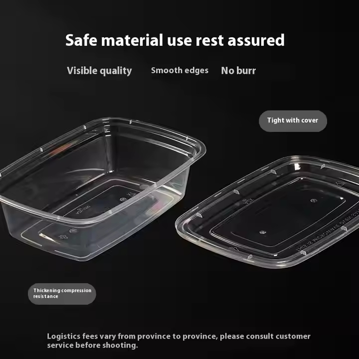 Fast Food Takeout Lunch Box Disposable 1000ml Plastic Rectangular Container