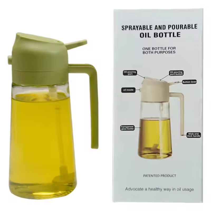 Integrated Glass Oil Bottle with Spray Pour Feature Kitchen Home Use Air Fryer Oil Cooking for Vinegar Dispenser