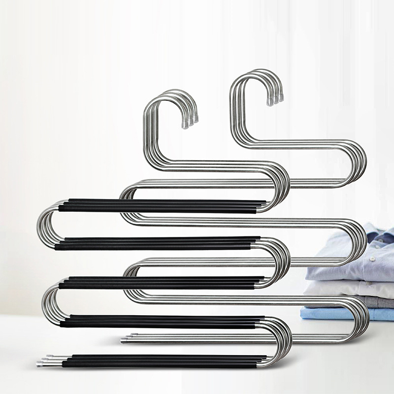 Stainless Steel Magic Pants Hangers Space Saving Closet Multiple Layers Multifunctional Rack Organizer for Trousers Scarves Slack
