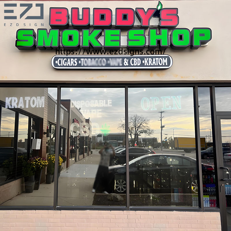 Dispensary Vapor C-B-D Tobaco Shop Sign for Outdoor Store Front Advertising