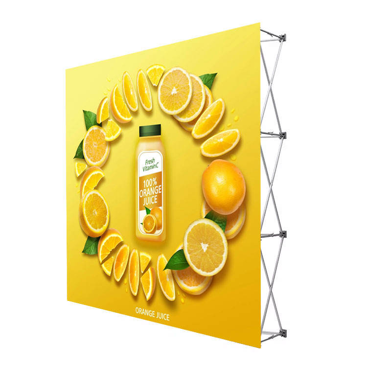 10FT Portable Fabric Trade Show Custom Pop up Backdrop Banner Fabric Display Stand Exhibit Advertising Display Wall White Weddings LED Light Backdrop