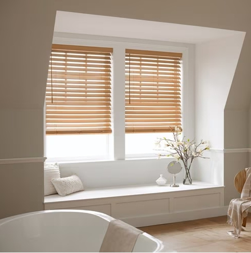 2 Inch 50mm White Blinds Faux Wood Cordless Horizontal Blind