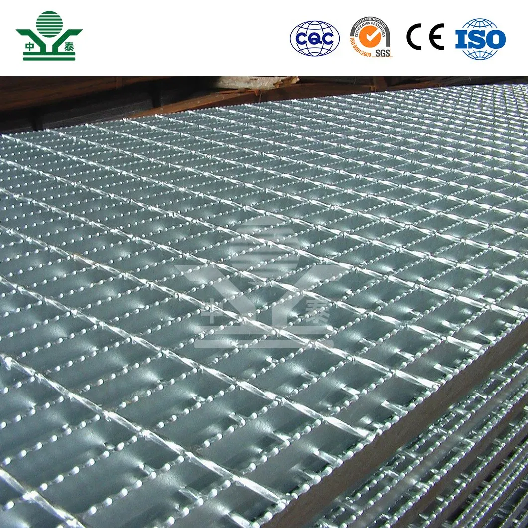 Zhongtai Galvanized Steel Grating Platform China Wholesalers Steel Trench Grating 1 - 3/16 Inch Bearing Bar Pitch Swimming Pool Overflow Steel Grating