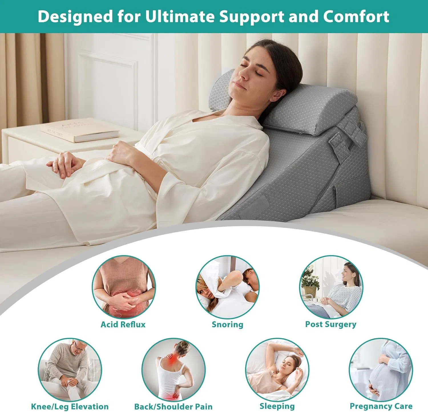 Adjustable 4PCS Bed Wedge Pillow Memory Foam Wedge Pillow for Body