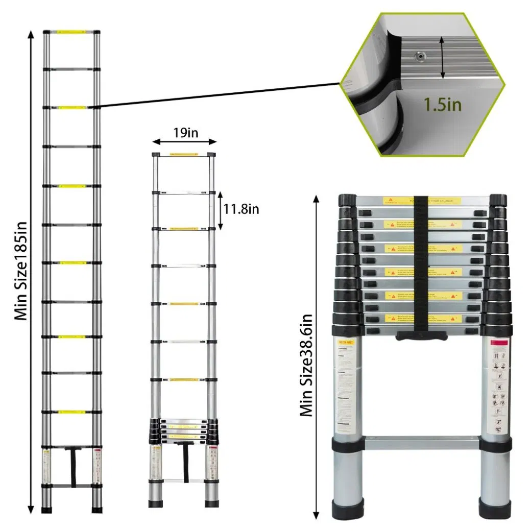 China Supplier 4m Telescopic Ladder with Anti-Collision and Safety Features