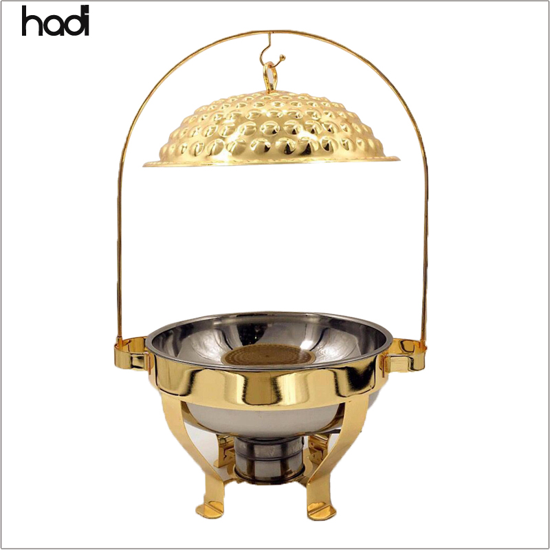 Catering Supplies Food Arabian Food Warmer Square Gold Buffet Stove Stainless Steel Buffet Chafing Dishes Hanging Lid Cheffing Dishes for Catering