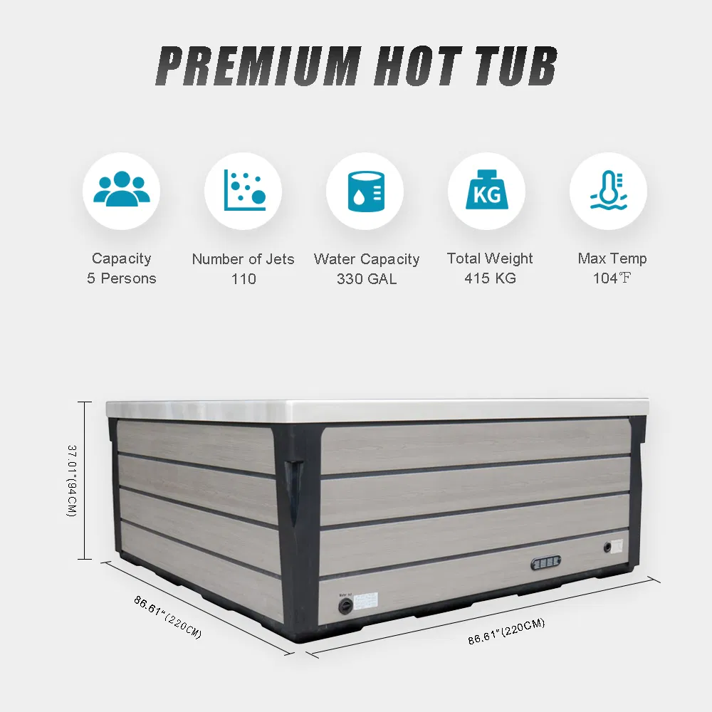 Sunrans 5 Person Outdoor Hot Tub Multi-Jet Massage Whirlpool Jacuzzier SPA Tubs for Backyard Patios