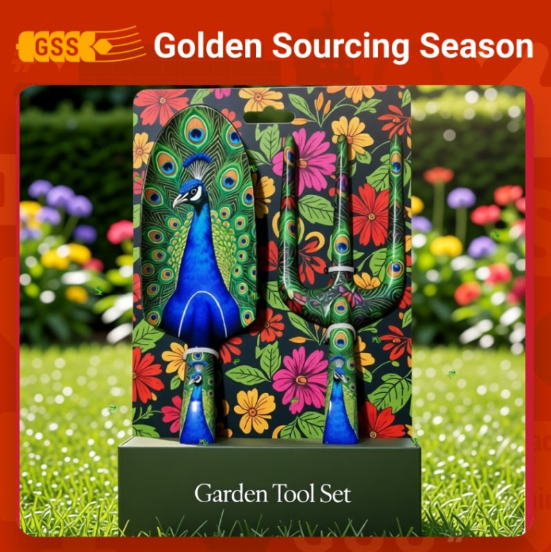Peacock Pattern Garden Tools Premium Gift Set