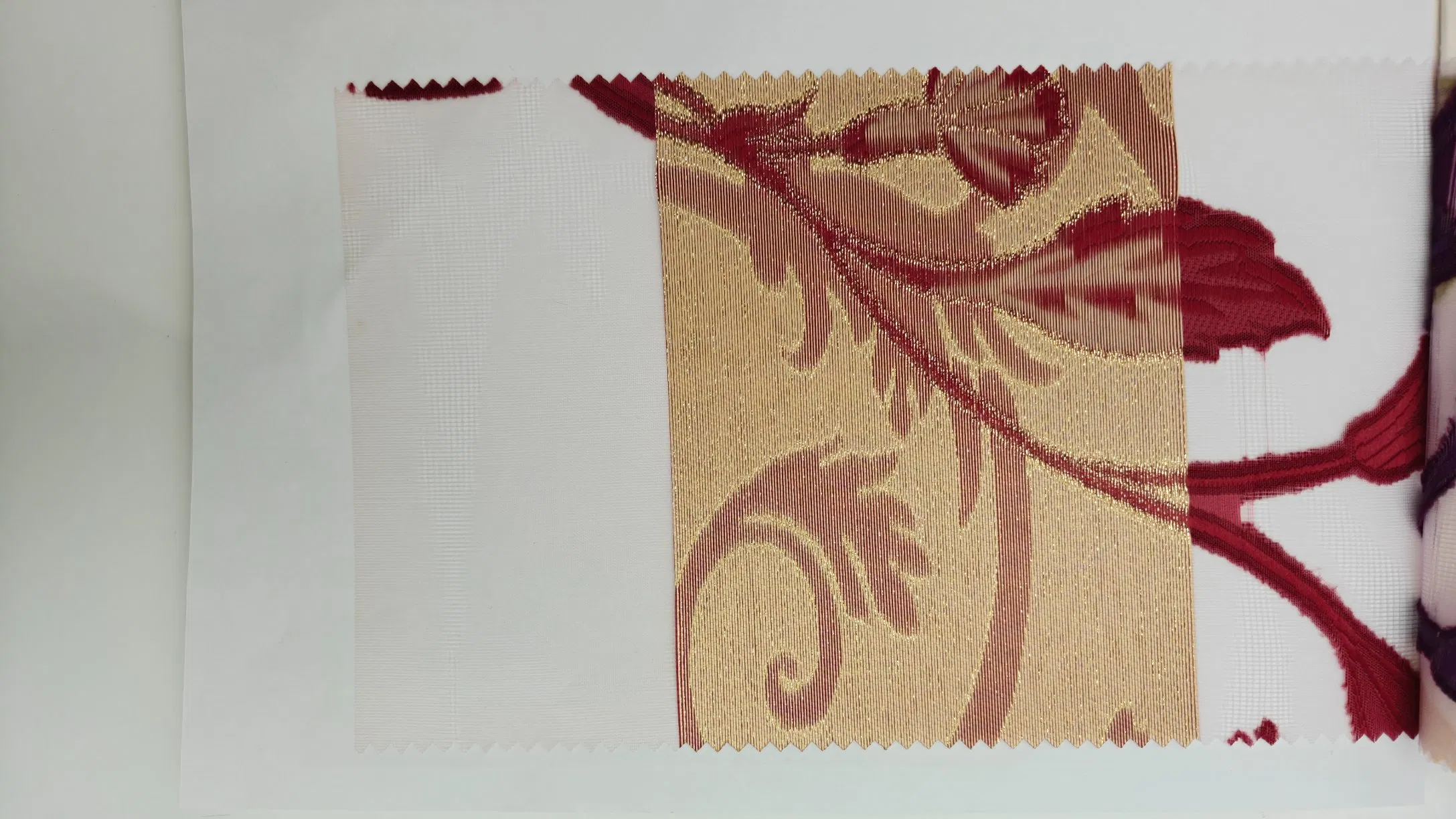 Luxurious Burgundy Jacquard Zebra Blinds Fabric with Metallic Accents