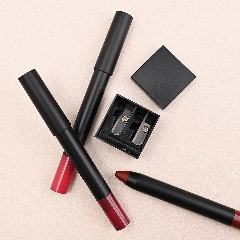 Waterproof Matte Lip Liner with Sharpener Professional Creamy Velvet Lipstick Pen