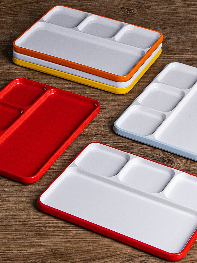 Customized Melamine Rectangle Platter Dishes Restaurant School Divided Fast Food Plate