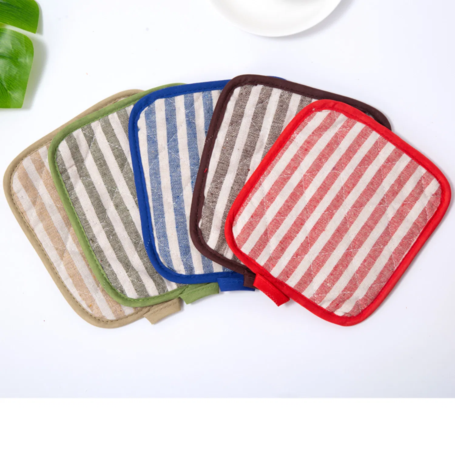 Manufactory BBQ Heat Resistant Kitchen Cotton Set Stripe Print Oven Pothold Glove