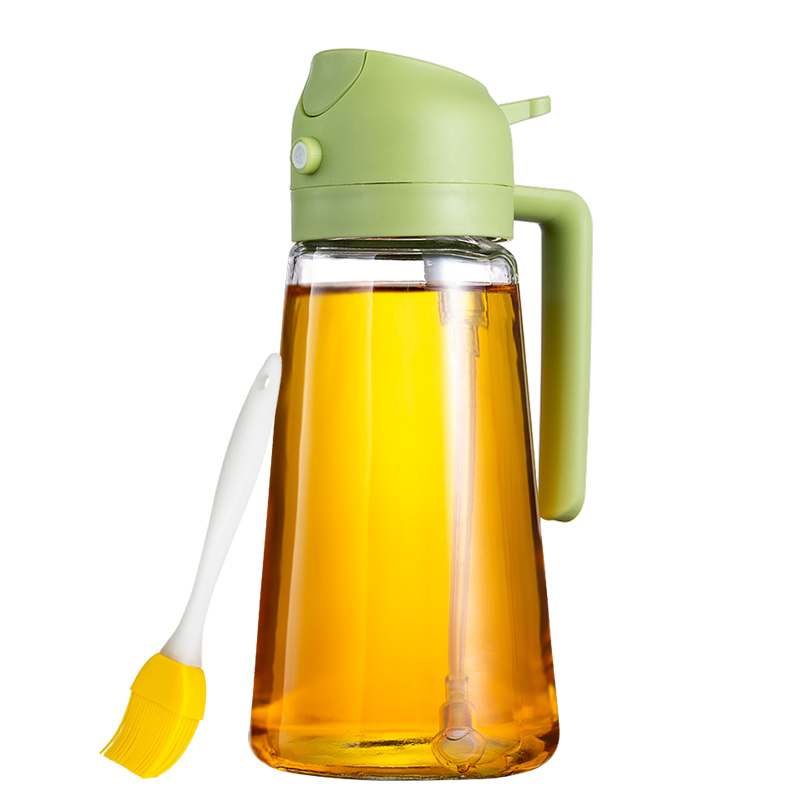 Kitchen Gadgets Olive Oil Vinegar Water Sprayer 16oz Lead Free Glass Oil Dispenser for Camping BBQ Cooking with Brush