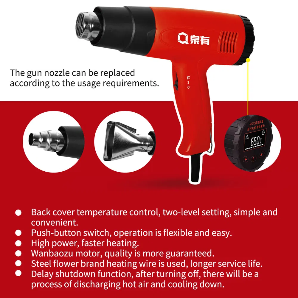 Qy-3001c 2000W AC Corded Electric Powered Quick Heat Air Gun Heater