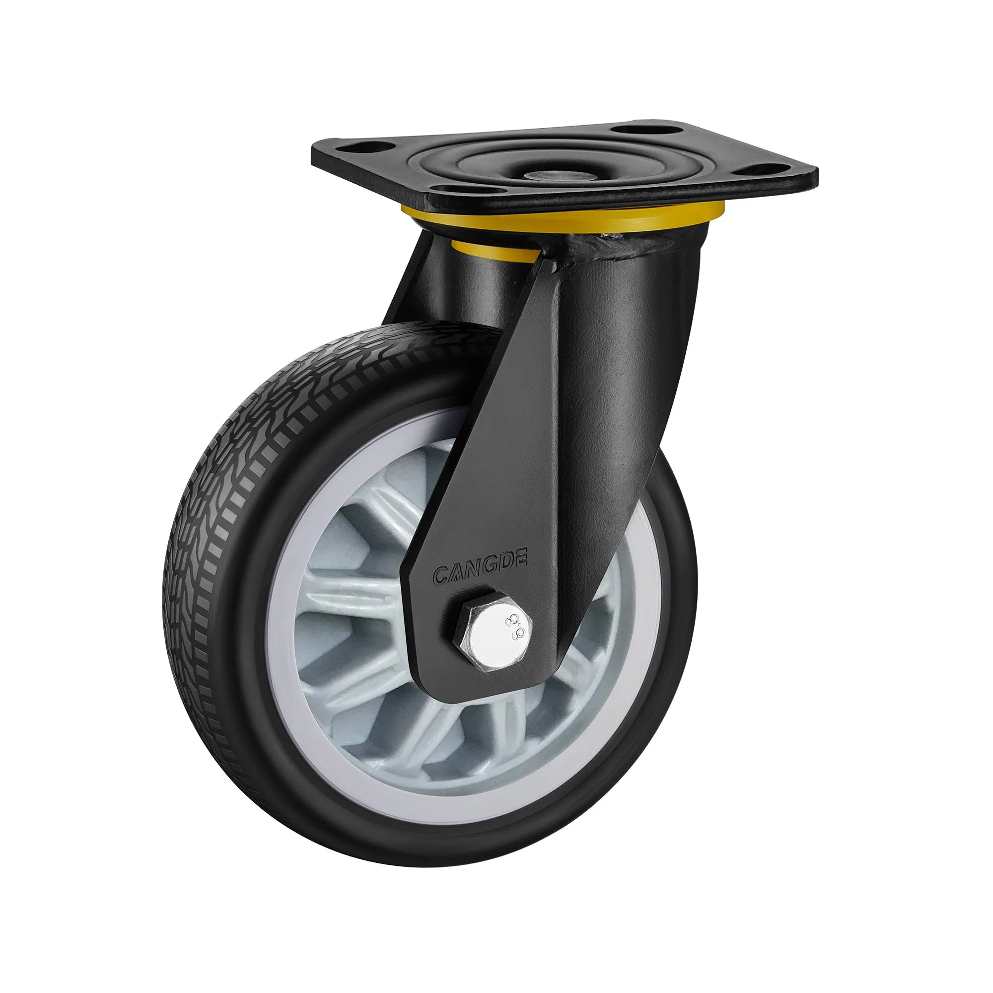 Heavy Duty Swivel Caster with Black TPR Wheel (4/5/6/8 Inch) - 50mm Wheel Width, Vibration Reducing & Silent Rolling for Industrial Equipment