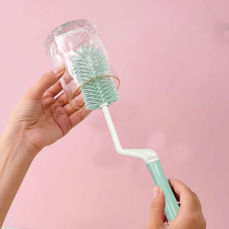 Colorful Eco-Friendly Baby Bottle Brush with Strong Cleaning Force Pattern-Rotating Handle