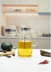 Hand-Blown Glass Oil Pot Striped Sealed Glass Seasoning Bottle Olive Oil Pot