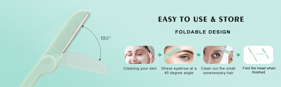 Foldable Handle Single Blade Dermaplaning Tool Eyebrow Trimmer Face Razor Women