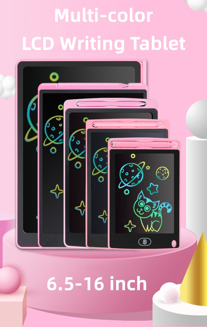 12 Inch (K) LCD Writing Tablet for Kids, Colorful Doodle Board Drawing Tablet with Lock Function, Completely Erasable Reusable Writing/Drawing Pad-Pink