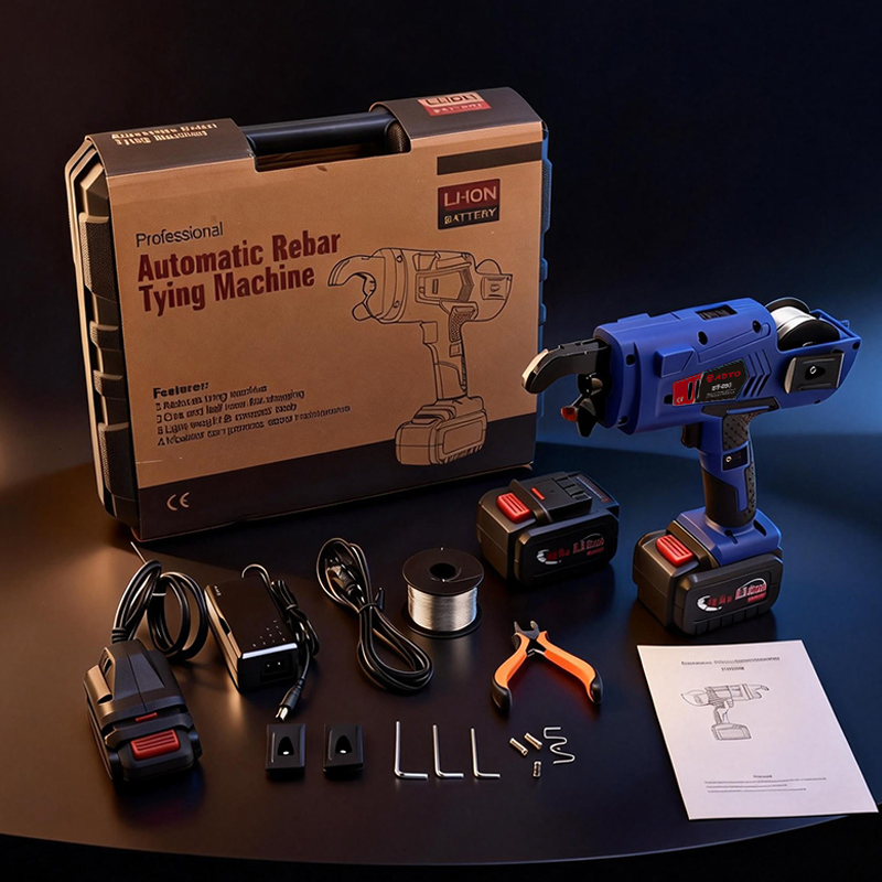 CE 8-32mm Steel Rebar Tier Gun, Rebar Tying Machine 12V Automatic Handheld Electric Cordless Li-ion Battery Rebar Tier Tying Machine for Construction