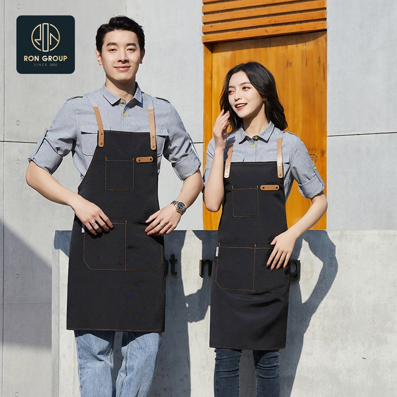 Wholesale Waiter Waitress Kitchen Denim Apron for Restaurant
