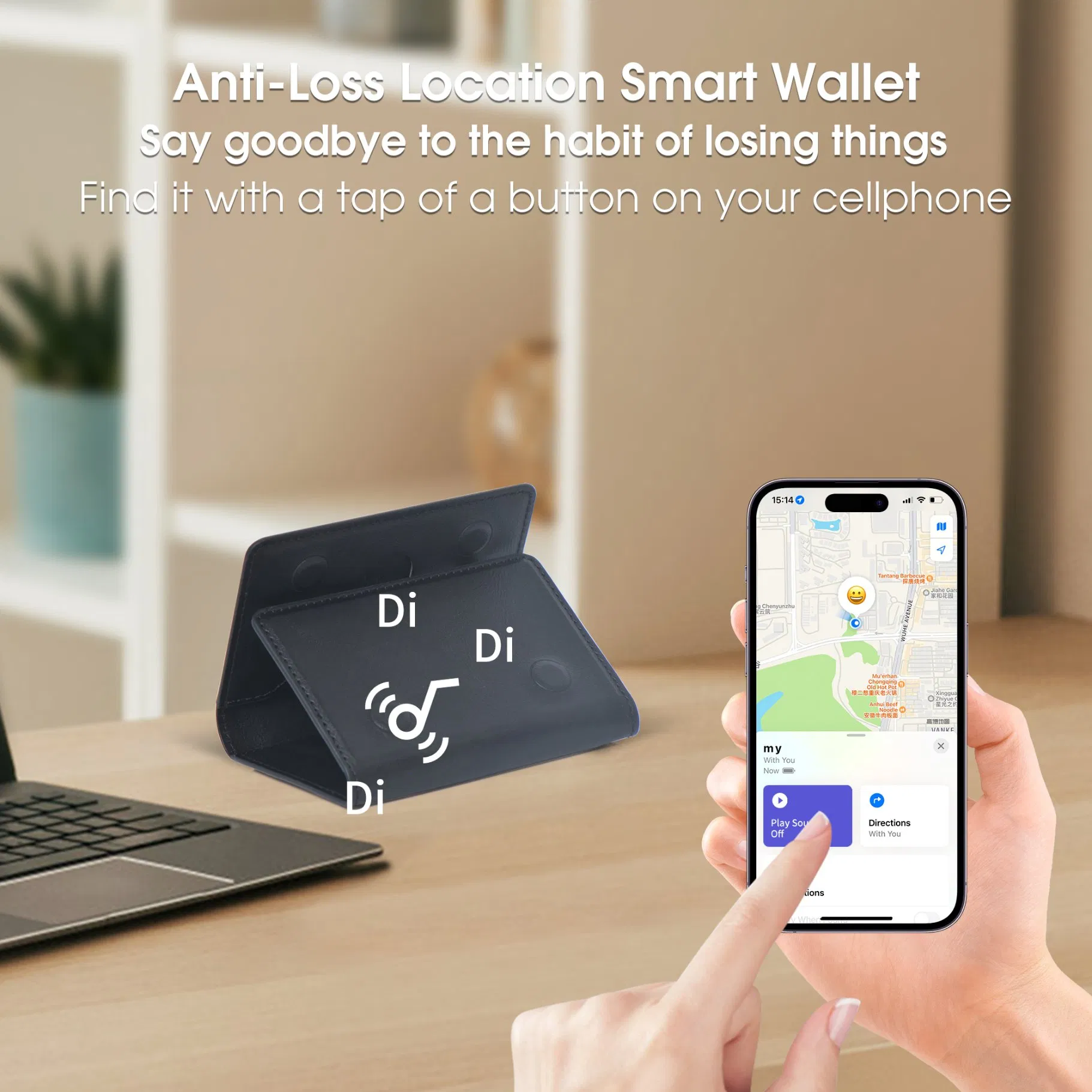 New Find My GPS Location PU Leather Magnet for Smart Phone ID Card Holder Wallet