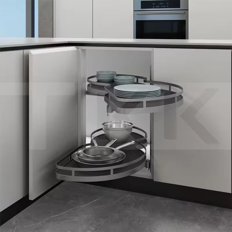 Угловой выдвижной карусельный лоток для кухни
