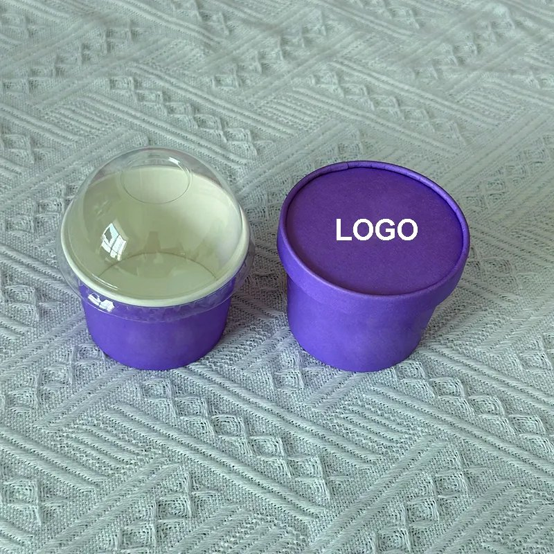 Custom Logo 5oz Double Wall Ice Cream Paper Cup/Bowl Lids Mini Dessert Container