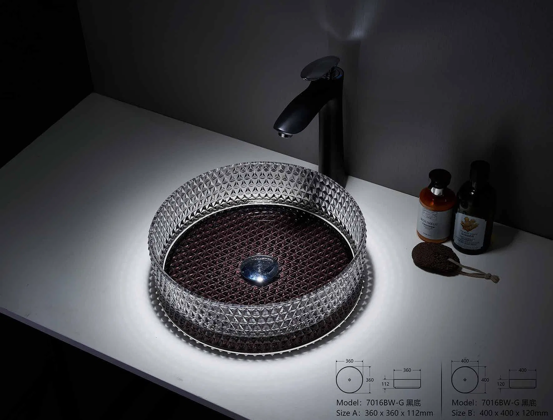 Marble China Wholesale Sanitary Ware Popular Crystal Vanity Color Glass Bowl Bathroom Wash Basin Sink