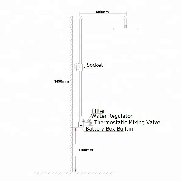 3u Luxury Sensor Automatic Shower Kit Wall Mounted Type for Bathroom