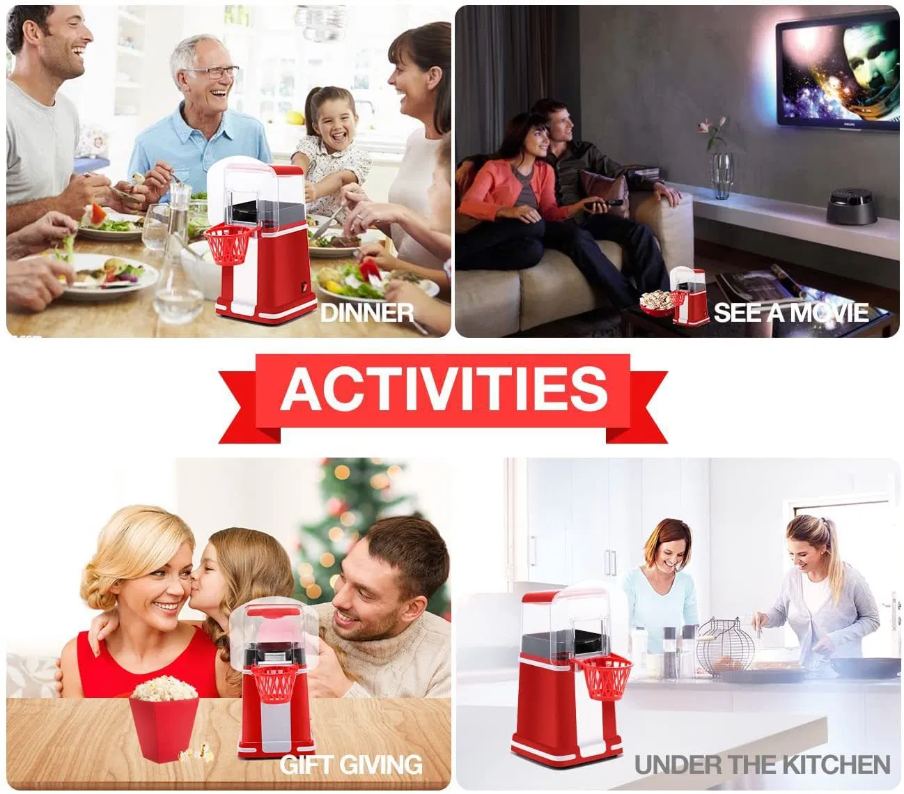 Cute Design Household Automatic Popcorn Machine Hot Air Popcorn Maker