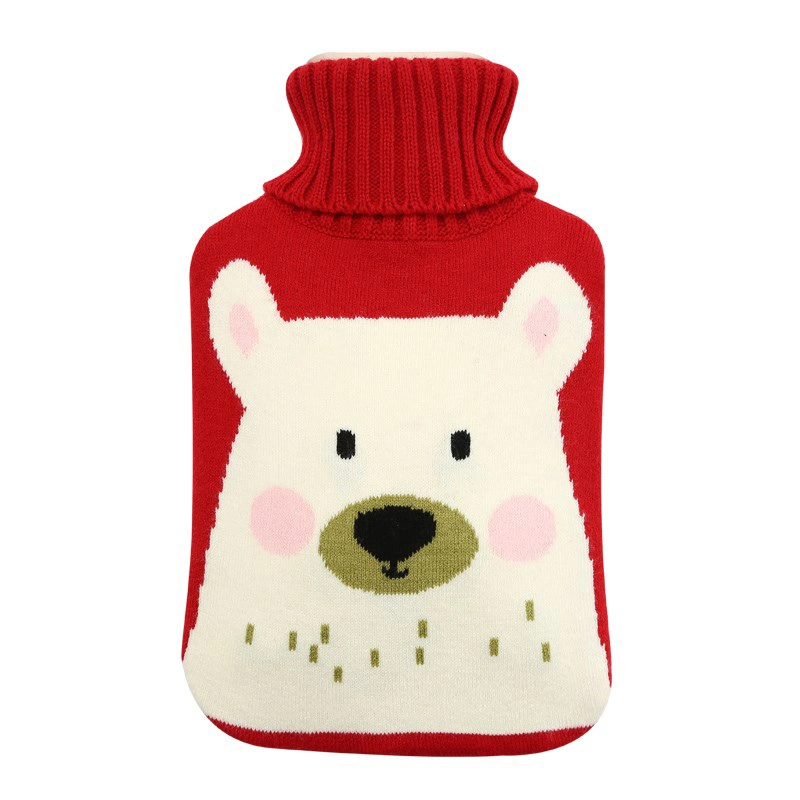 Fashion Winter Cute Cartoon Jacquard Durable Removable Plain Knit Hot Water Bag Bottle Cover