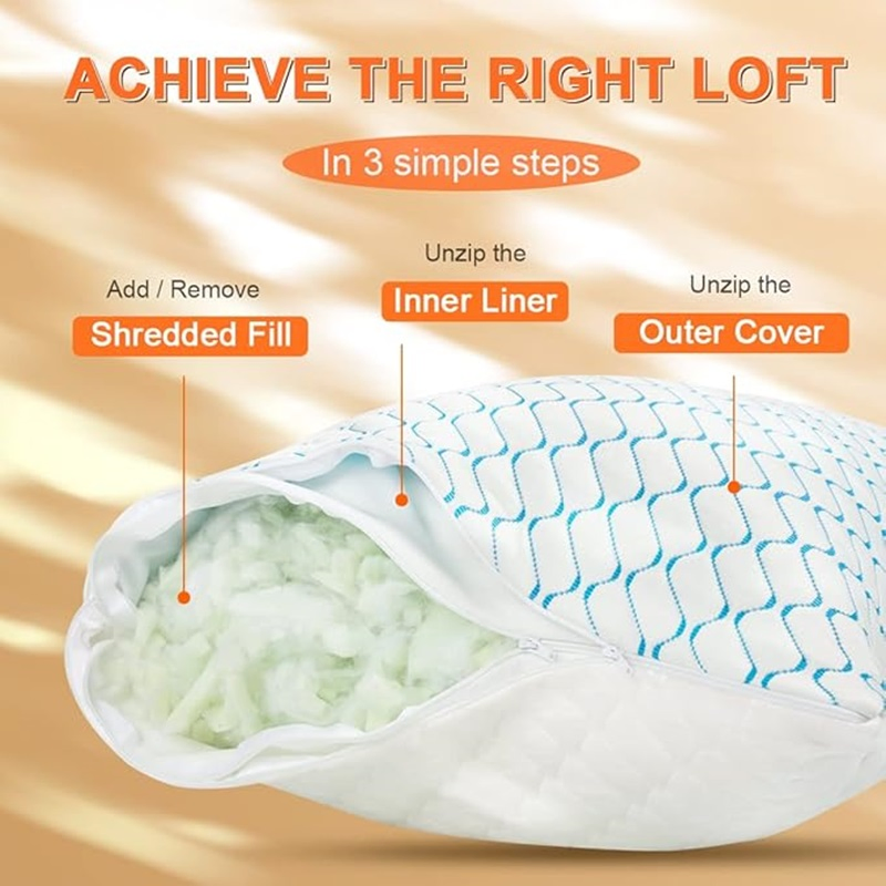 Made in China Price Shredded Memory Foam Firm Gel Bed Pillows