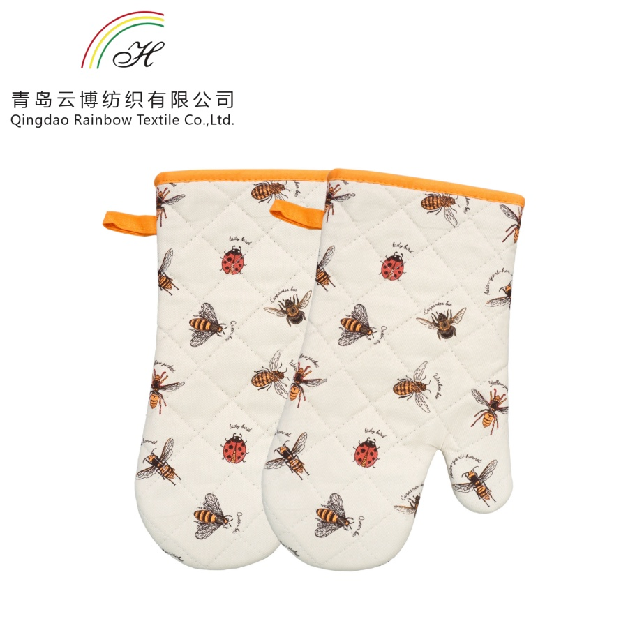 Heat Resistant 100% Cotton Kitchen Towels Premium Custom Print Oven Mitts