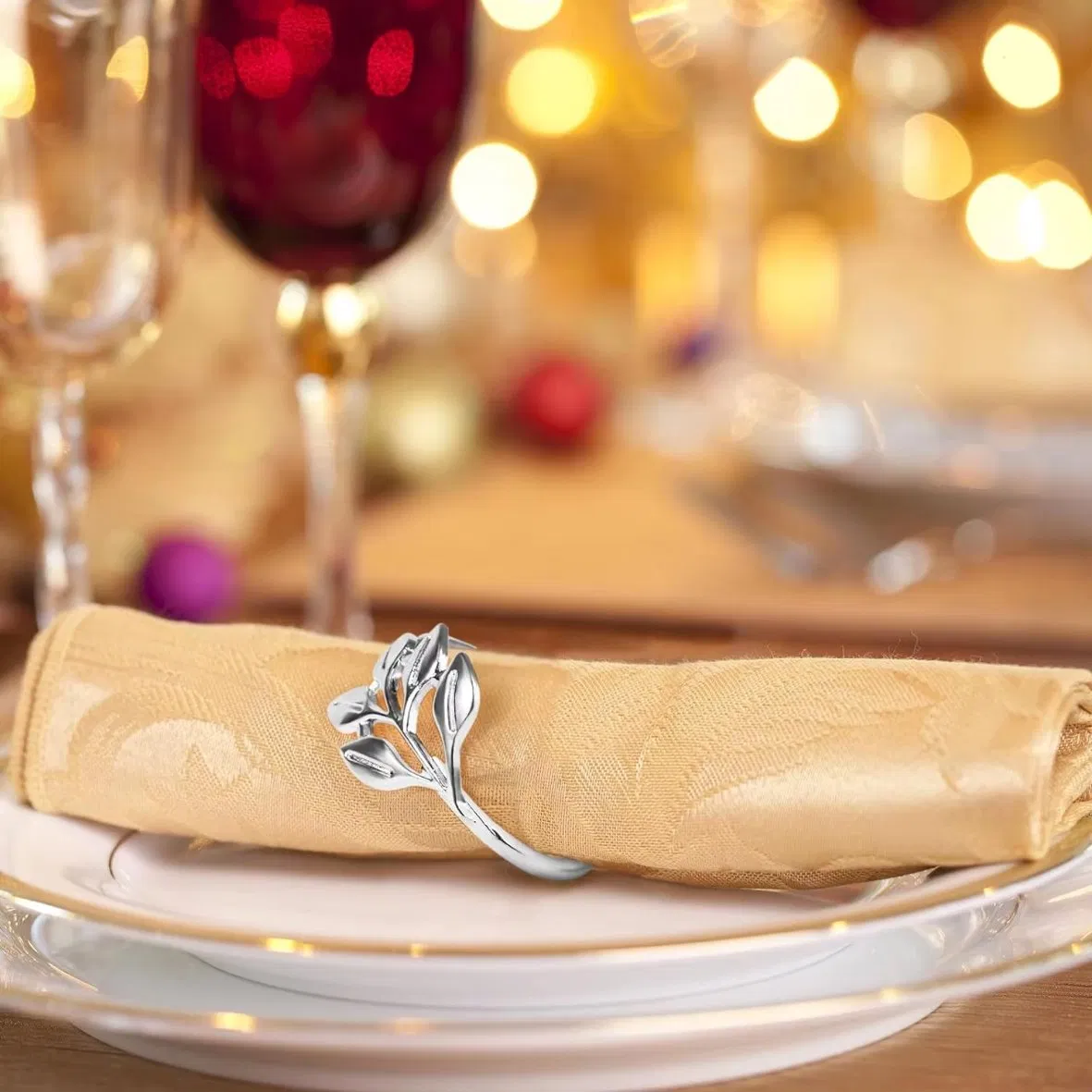 Wedding Decoration Leaf Napkin Rings Gold Napkin Rings Set for Wedding Party