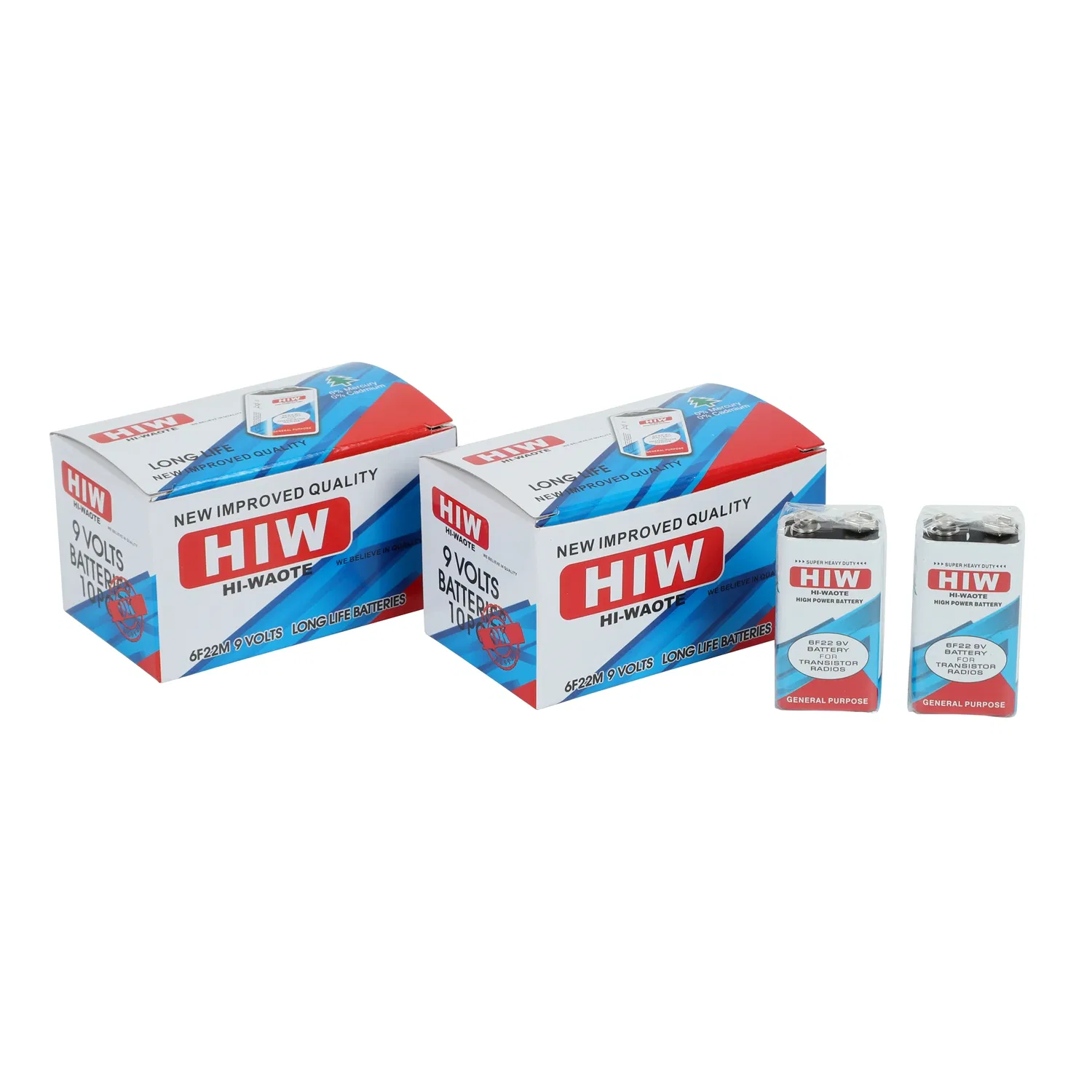 Батарейка 9V HIW 6F22 угольно-цинковая