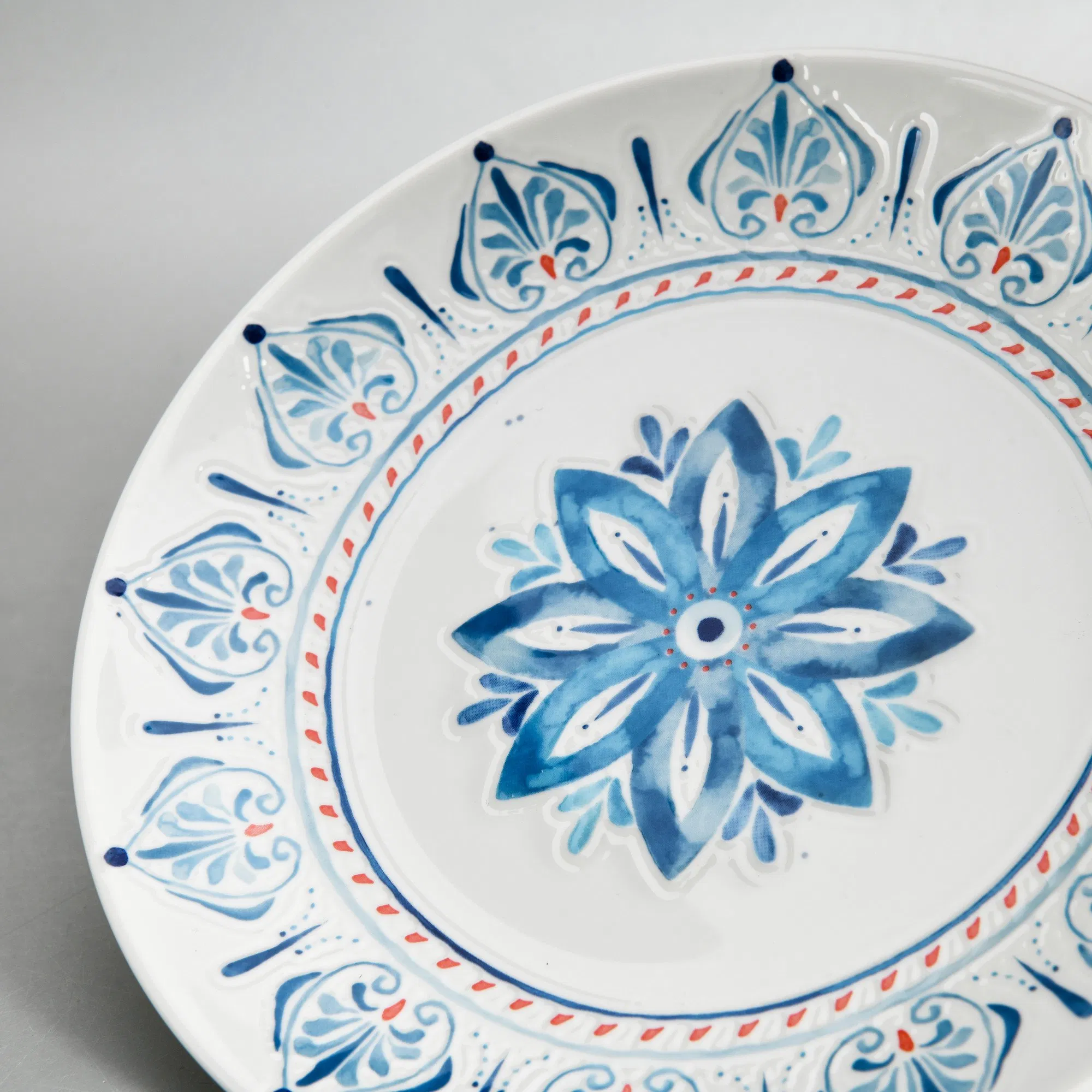 OEM ODM Blue in-Glaze Customized Dishes Dinner Set Plate Tableware Ceramic Dinnerware