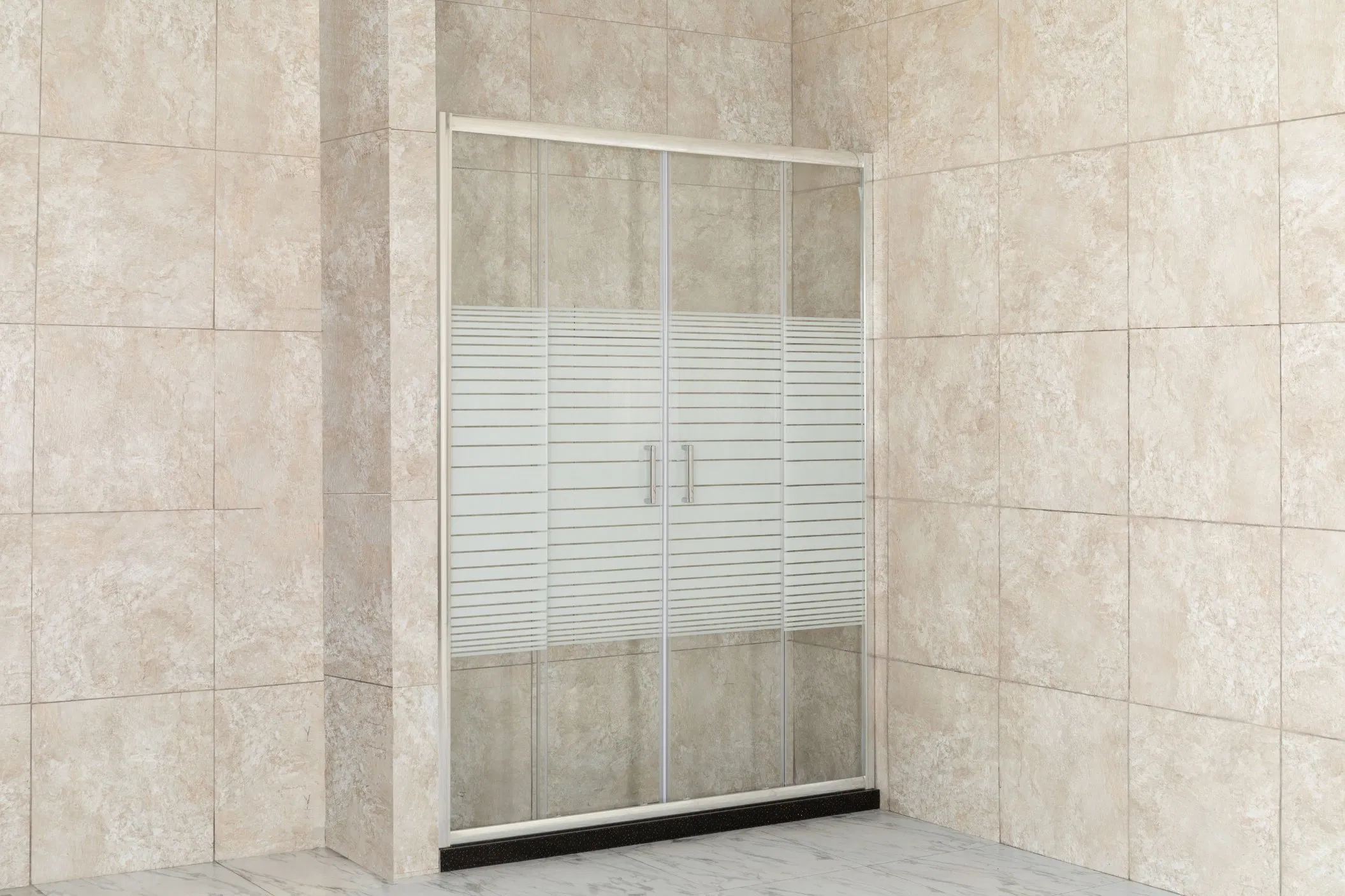 Hot Sale Aluminium Profile Tempered Glass with Line Sliding Door Screen Walk-in