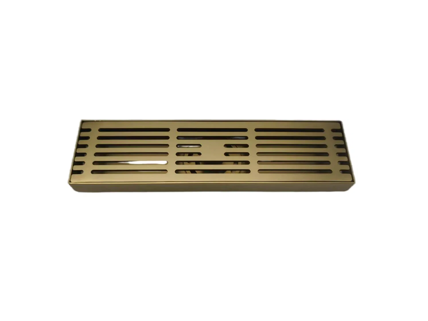 Premium Brushed Gold Bamboo-Inspired Linear Shower Drain Sink - Odor-Proof Grate, Extended Side Drain, Large Capacity, Customizable