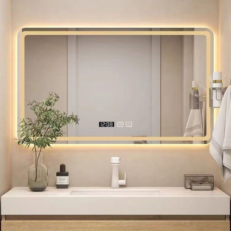 Jinghu Manufacturer Customized Wall Mounted Touch Sensor Defogger Smart LED Mirrors with Lighting Rectangle Bathroom Mirror with UL/CE/ISO