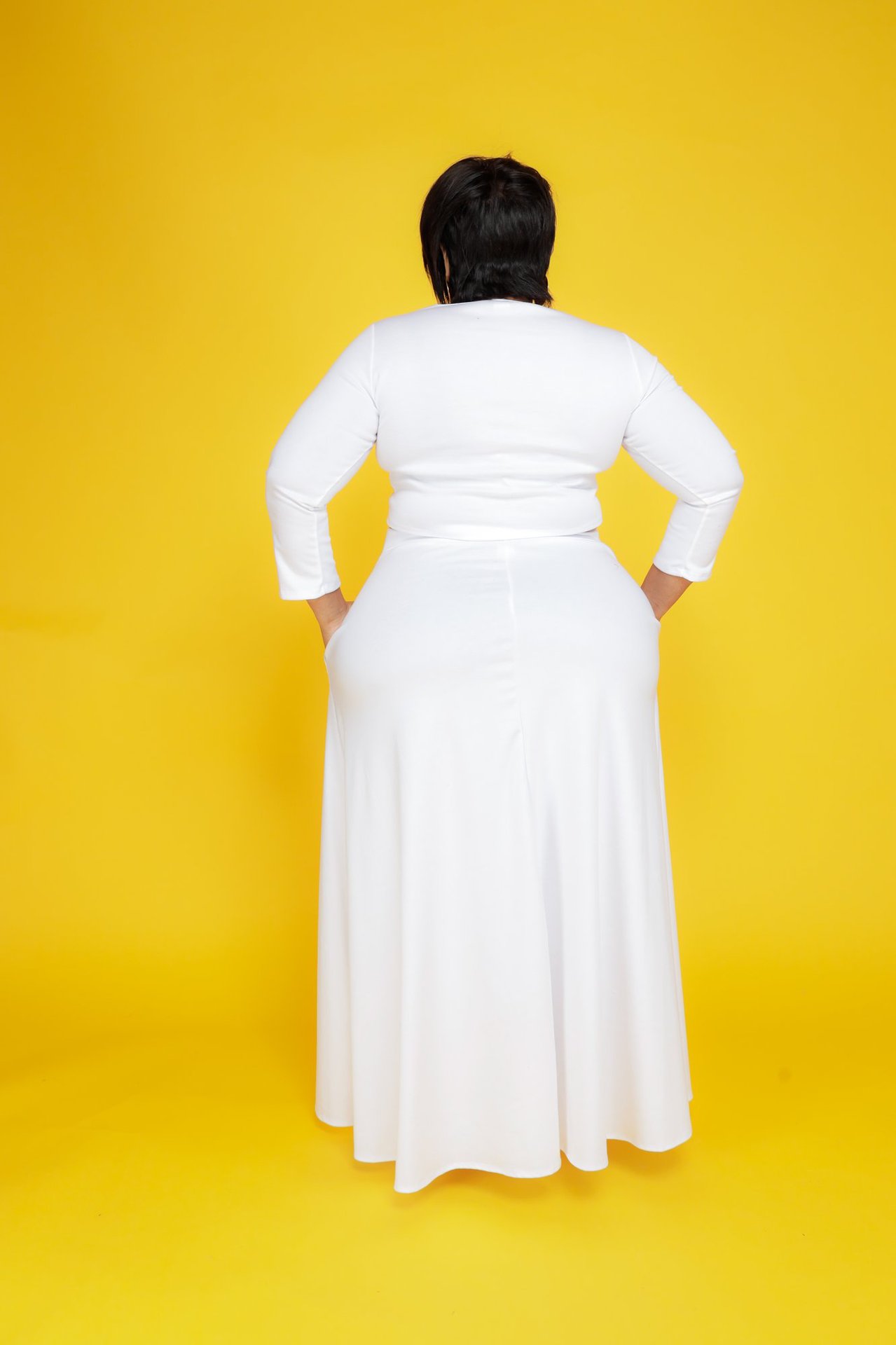 Комплект женский осенний высокая талия с разрезом длинный рукав