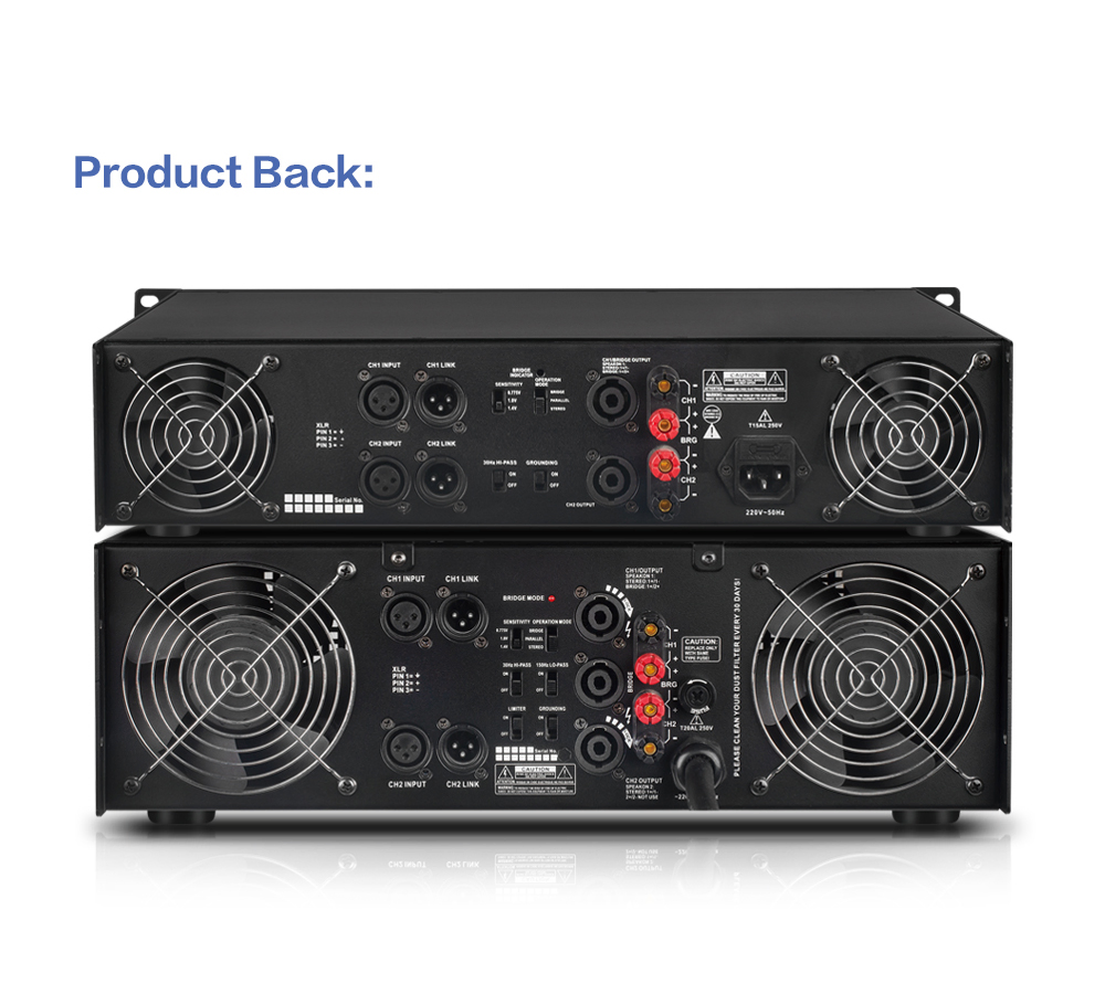 D15 3000 Watts 2CH Class H Professiona Audio Power Amplifier with 3 Steps Circuitry