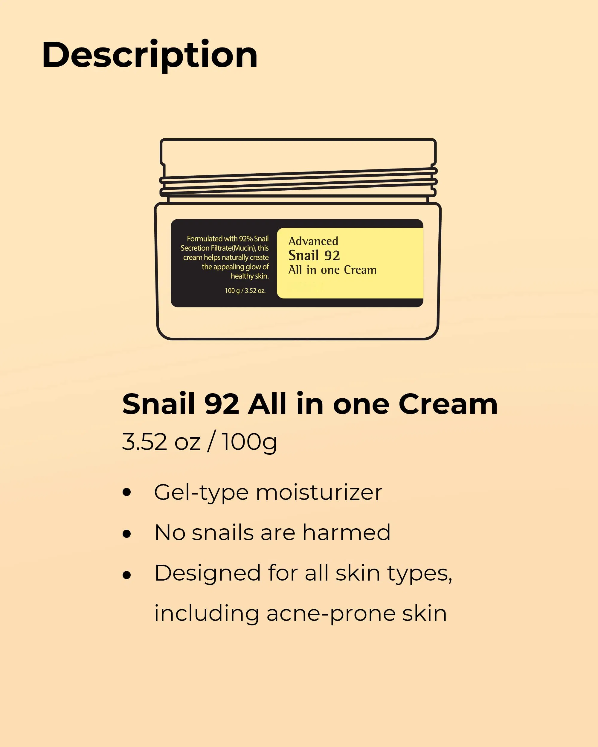 Beauty Cosmetics Skin Care Deep Moisturizing Brightening Skin Snail Face Cream Cosmetics