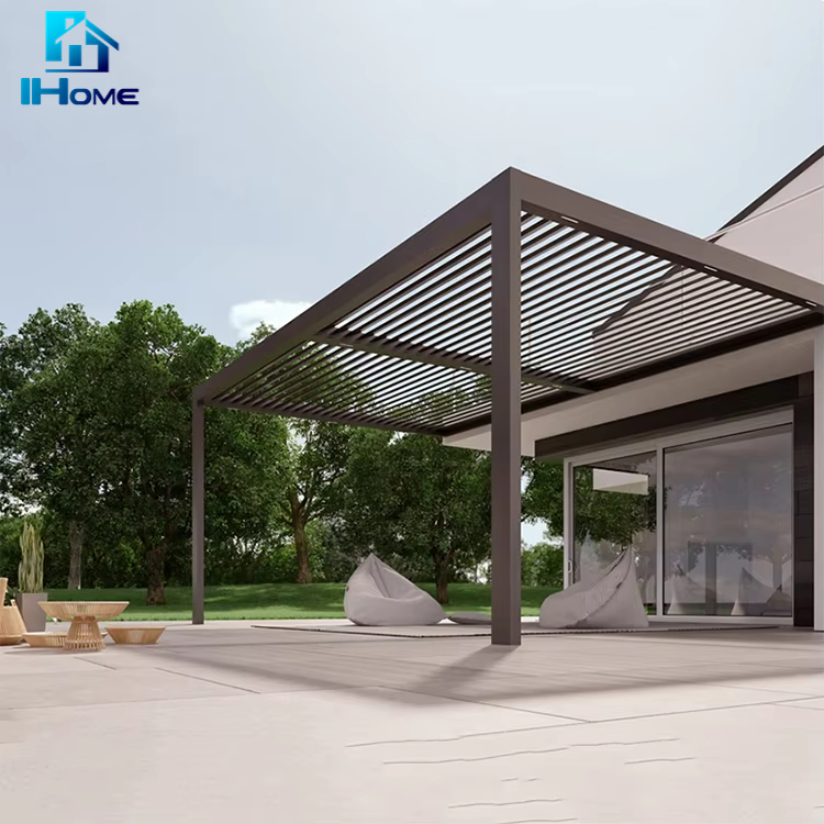 Factory Price Waterproof Louvers with LED Outdoor Blade Roof Motor Patio Cover Gazebo Smart Aluminum Pergola