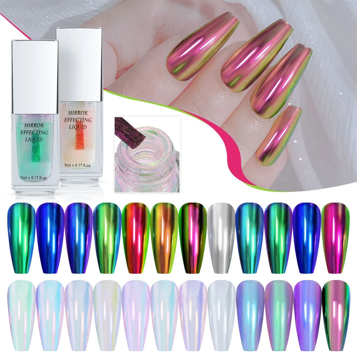 New Nail Liquid Magic Mirror Powder European and American Magic Mirror Nail Does Not Fly Powder Liquid Magic Mirror Powder