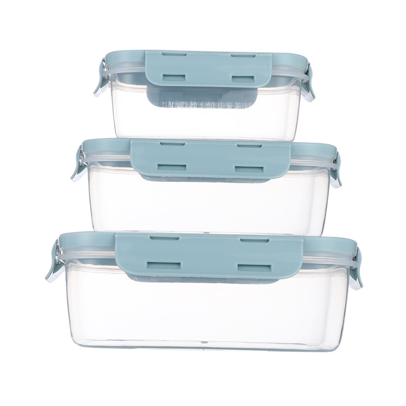 Portable 3-Piece Reusable Plastic Lunch Box for Easy Storage