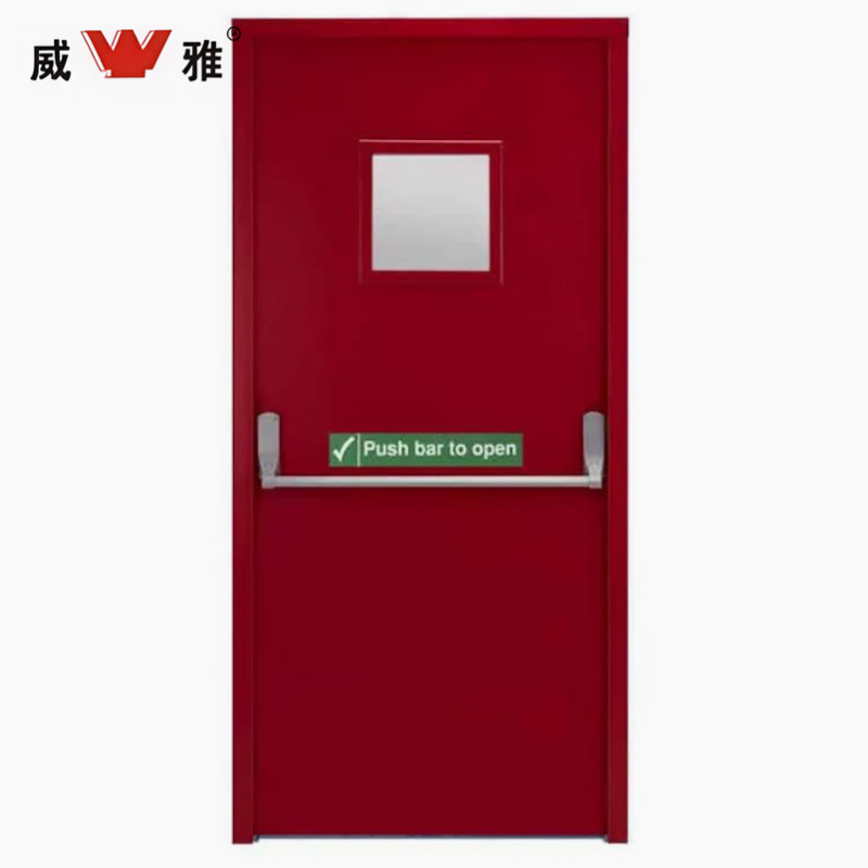 Modern Stainless Steel Fireproof Exit Device Push Bar Style Steel Door for Shopping Centers