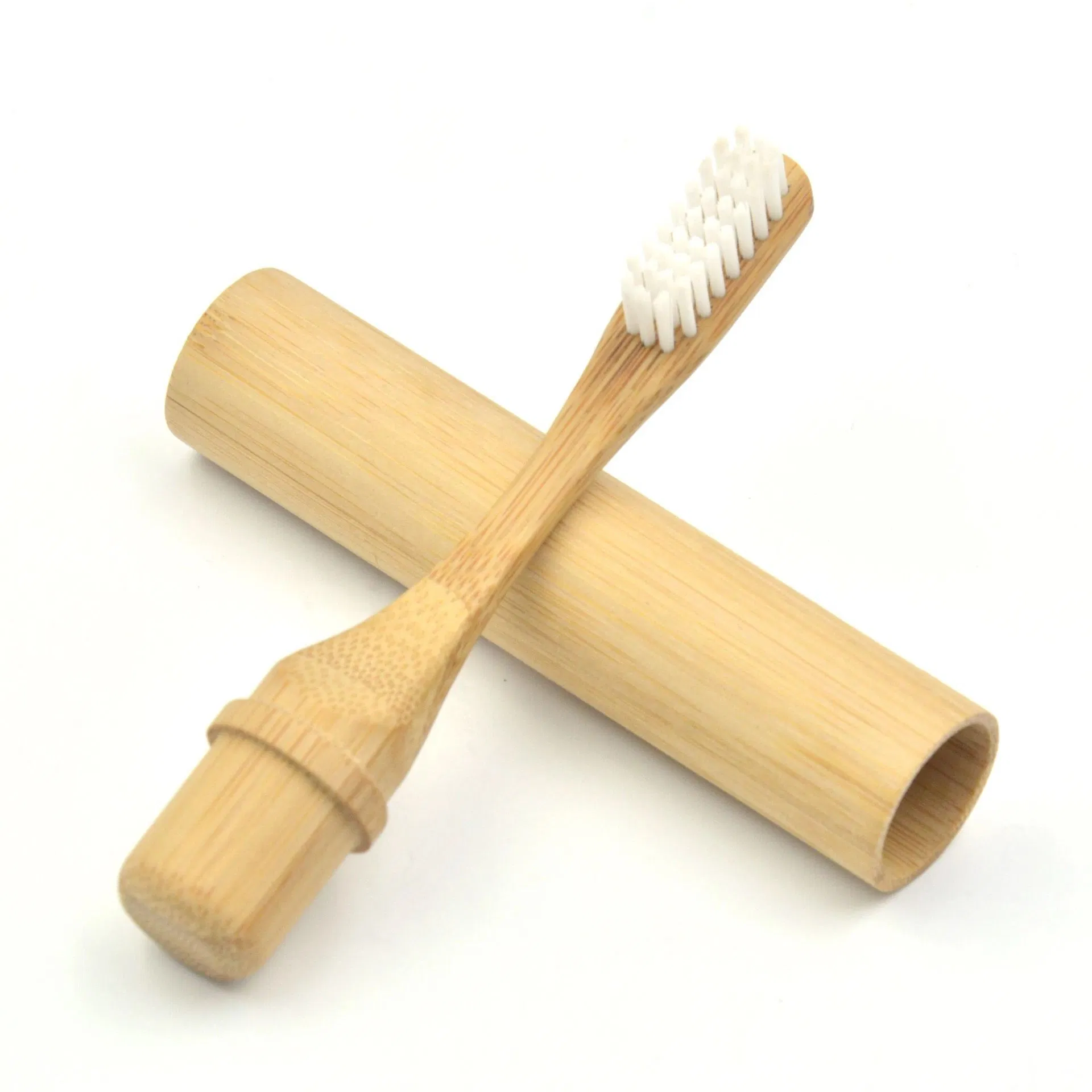 Portable Soft Nylon 6 Replaceable Head Travel Biodegradable Bamboo Toothbrush with Holder